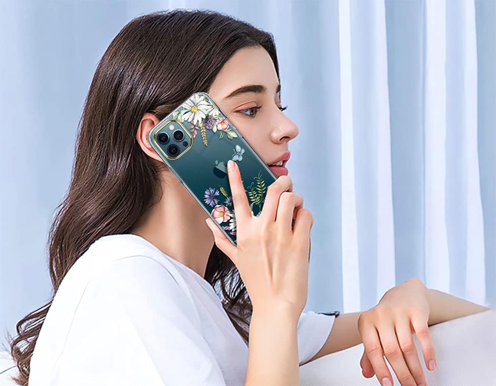 luolnh iPhone 11 Pro Max Case,iPhone 11 Pro Max Pretty Case with Flowers,for Girly Women,Shockproof Clear Floral Pattern Hard Back Cover for iPhone 11 Pro Max 6.5 inch 2019 -Diagonal Chrysanthemum