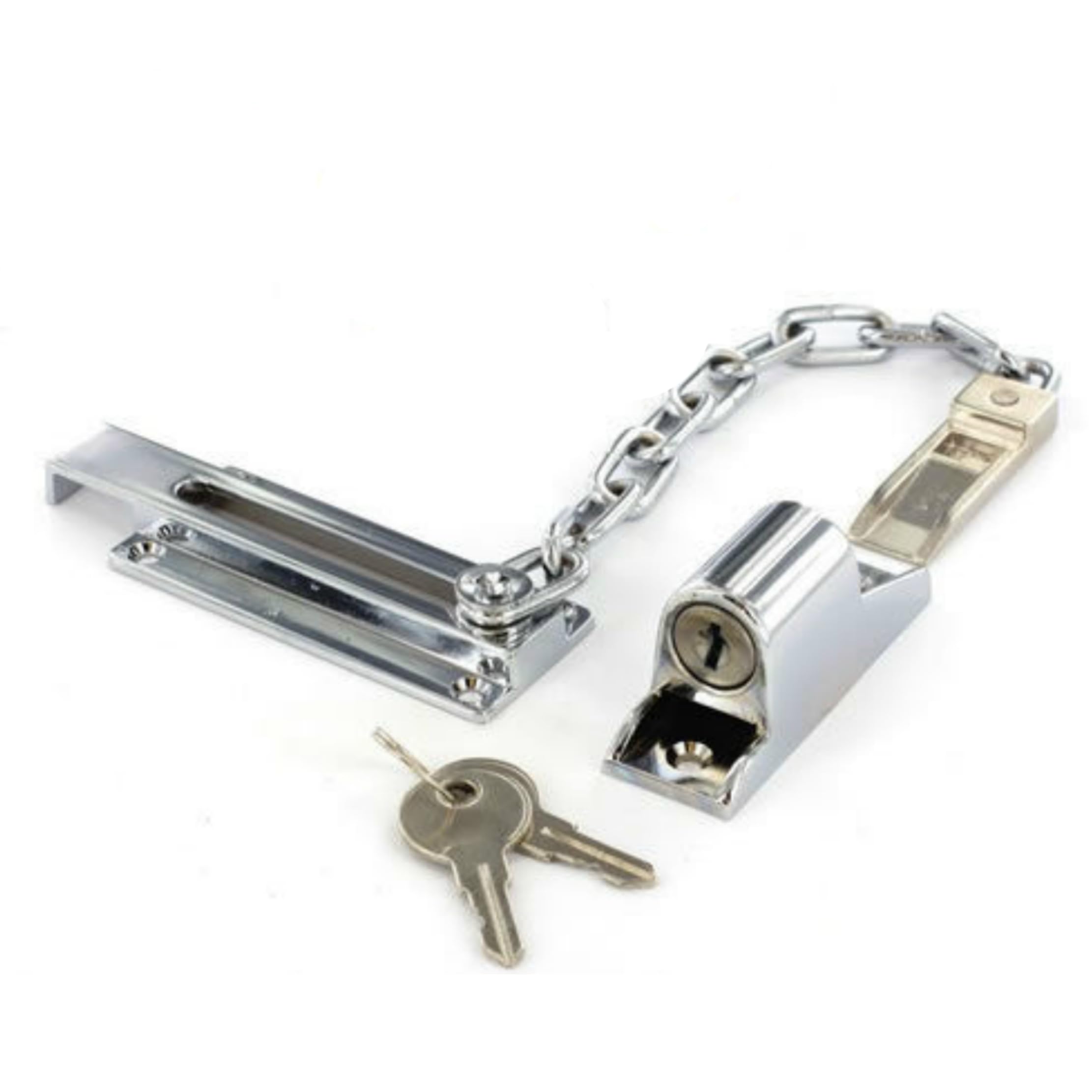 Door Security Chain Lock Polished Chrome Security Chain with Door Lock Anti-Theft Internal Front Door Safety Latch Door Guard Perfect for Wooden and uPVC Doors Pack of 1