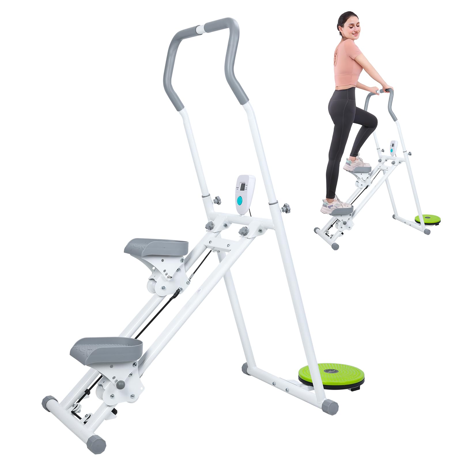 Stair Stepper for Home Gym Exercise, Compact Foldable Vertical Stair Climber, New Version Vertical Climber with Non-slip Pedals, Adjustable Handlebars for Full-Body Workout