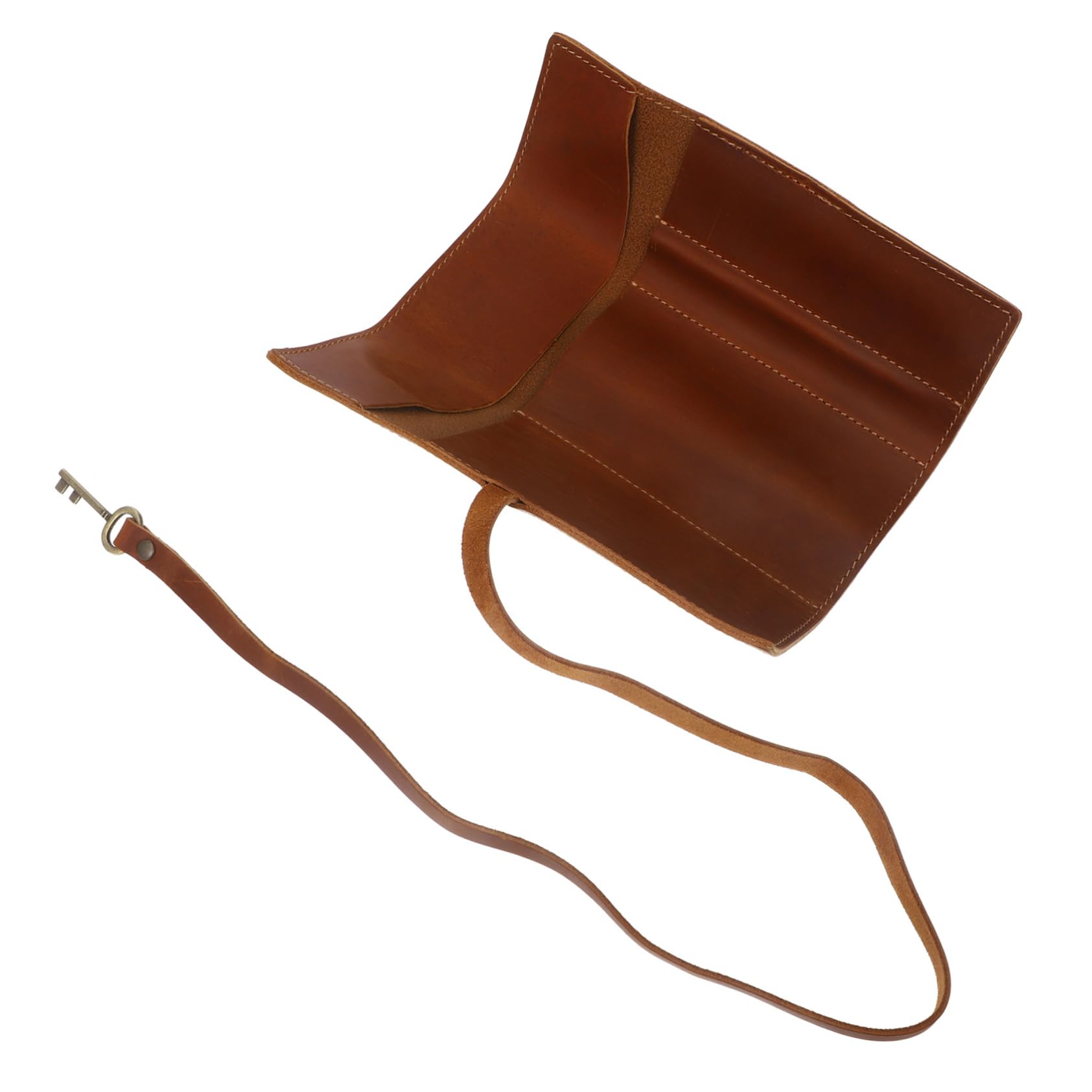 SHOWERORO Rollo De 2 Uds De Estuche para Bolígrafos De Cuero De Caballo Estuche para Lápices De Piel De Vaca Marrón Pequeño para Lápices