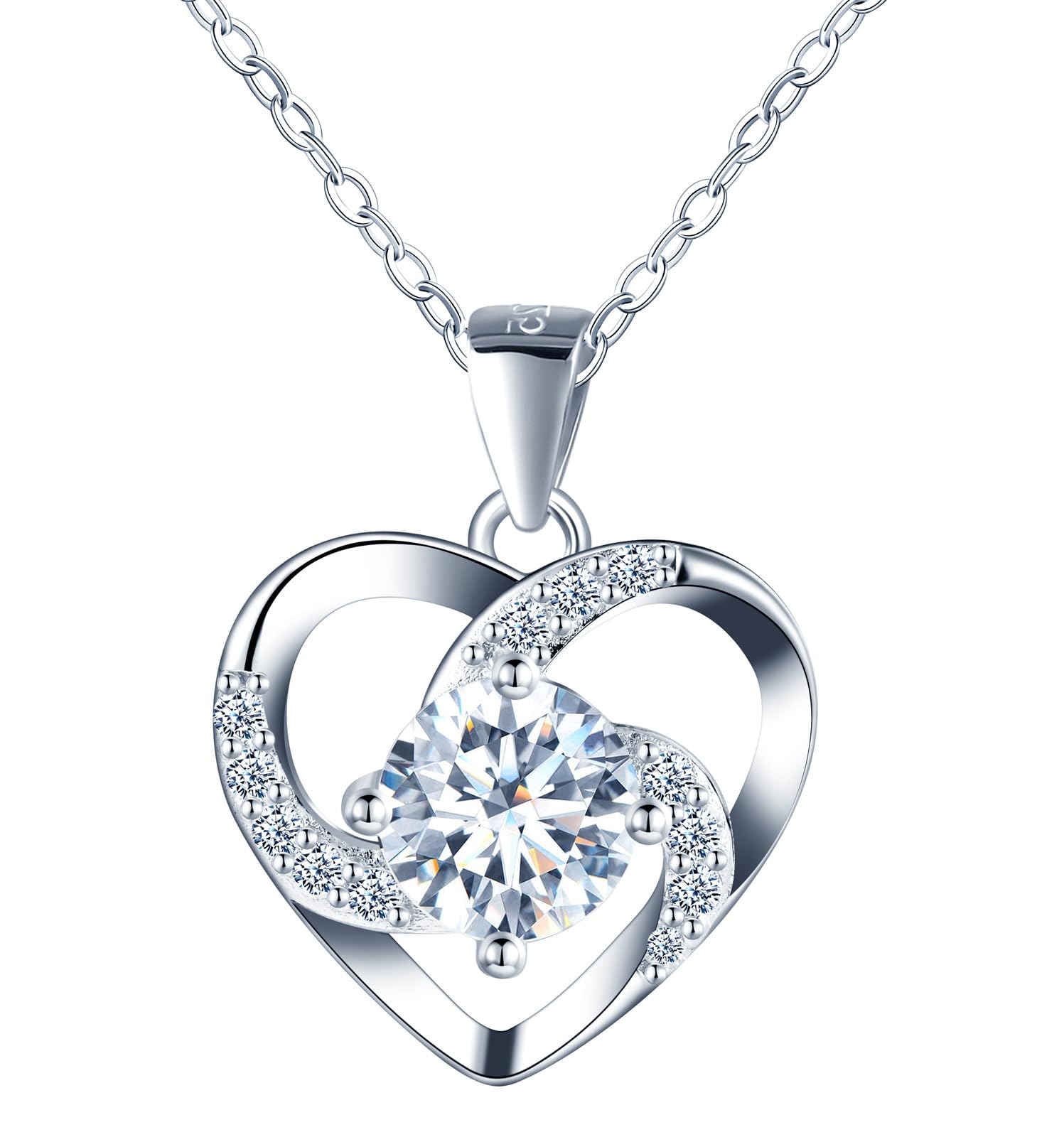 INFINIONLY Damen Mädchen Herz Diamant Halskette Anhänger 1 Karat Moissanit 925 Silber Ketten Elegante D Farbe VVS1 Perfekt Geschliffene 6,5mm Diamant Mit GRA Zertifikat Hochzeitsschmuck