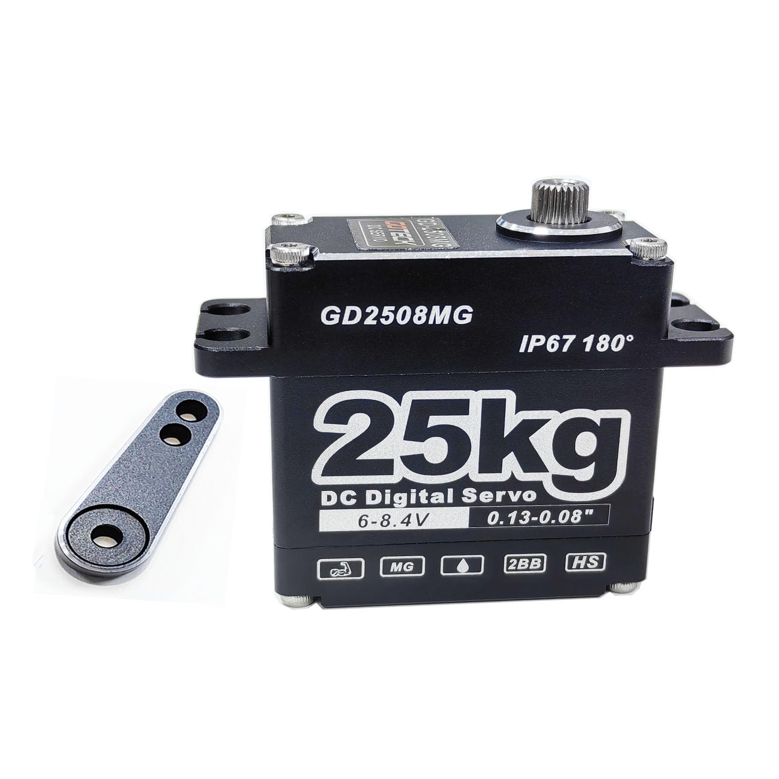 Sponsored Ad - GOTECK 25KG Digital Servo,Large Torque 8.4V Full Metal Gear IP67 Waterproof Steering Servo with 25T Servo Horn for 1/8 1/10 1/12 RC Crawler Car,Robot,Boat,Truck Robot Parts (25KG(8.4V)-180°)