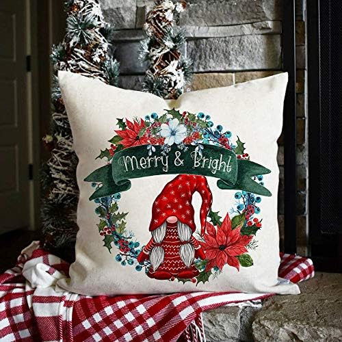 Miniatura 6 de Juego de 4 fundas de almohada decorativas de Navidad, gnomos de Navidad, búfalo, a cuadros, decoración de granja, fundas de cojín retro para camión,