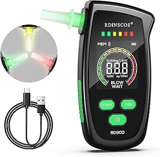 Breathalyzer Personal Breathalyzers Home Portable Drinks Pocket Alcohol Breath Tester with 5Mouthpieces (Green)