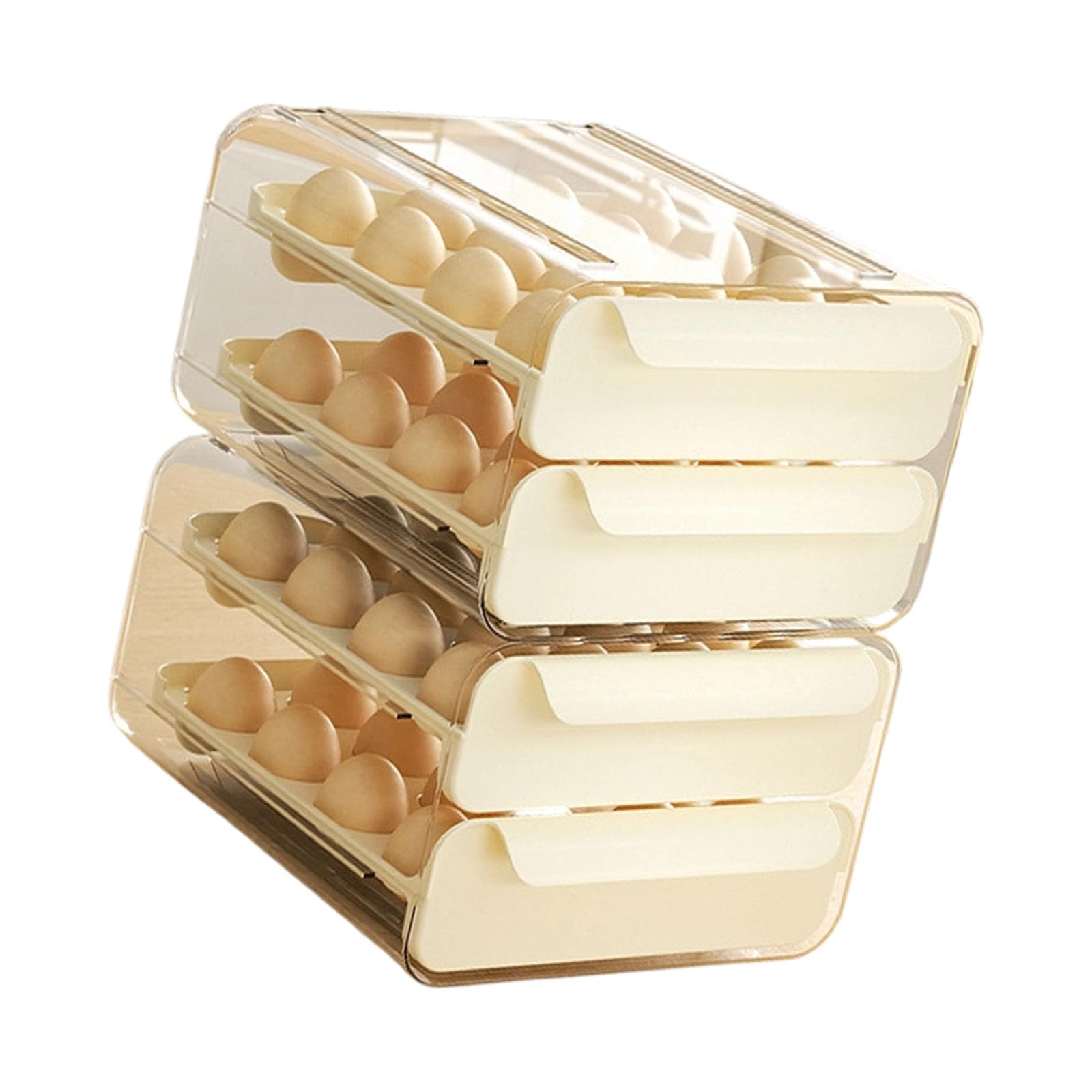 Nucelit Eggs Storage Unit Saves Space in Fridge Clear and Sturdy PET PP Nonslip Bottom Designs Fridge Holder