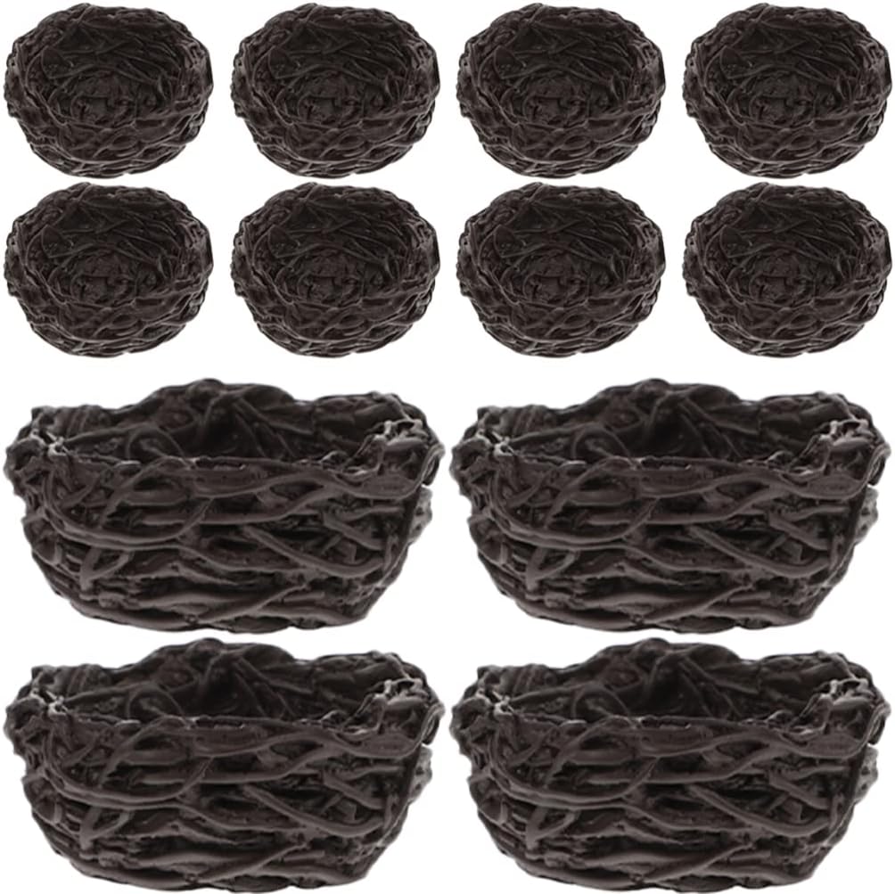 Yardwe 12 piezas mini nido de pájaro artificial ornamento de nido de pájaro en miniatura de resina nido de huevo para patio jardín jardinera suculenta espuma paisaje casa de muñecas