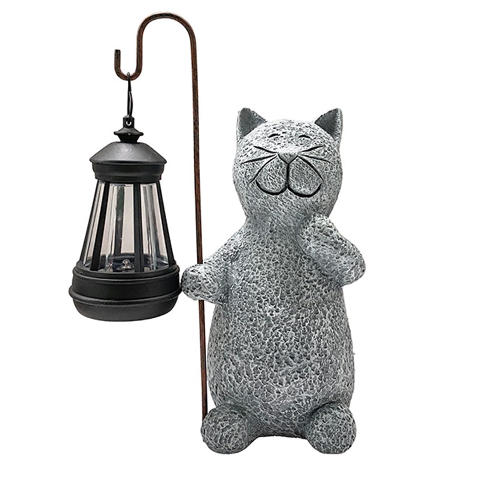 matumou Solar Cat Statue Light, Garden Kitty Holding Lantern Sculpture, Outdoor Waterproof Resin Kitten Solar Light for Yard Patio Lawn
