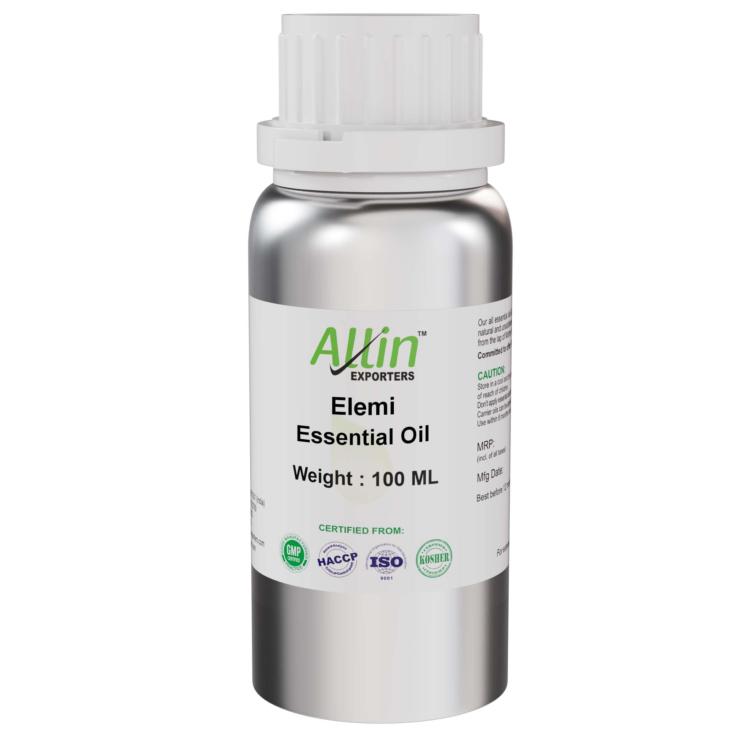 Allin Exporters Elemi Essential Oil Pure Natural Undiluted Organic Therapeutic Grade for Aromatherapy & Other Benefits (100 ML)