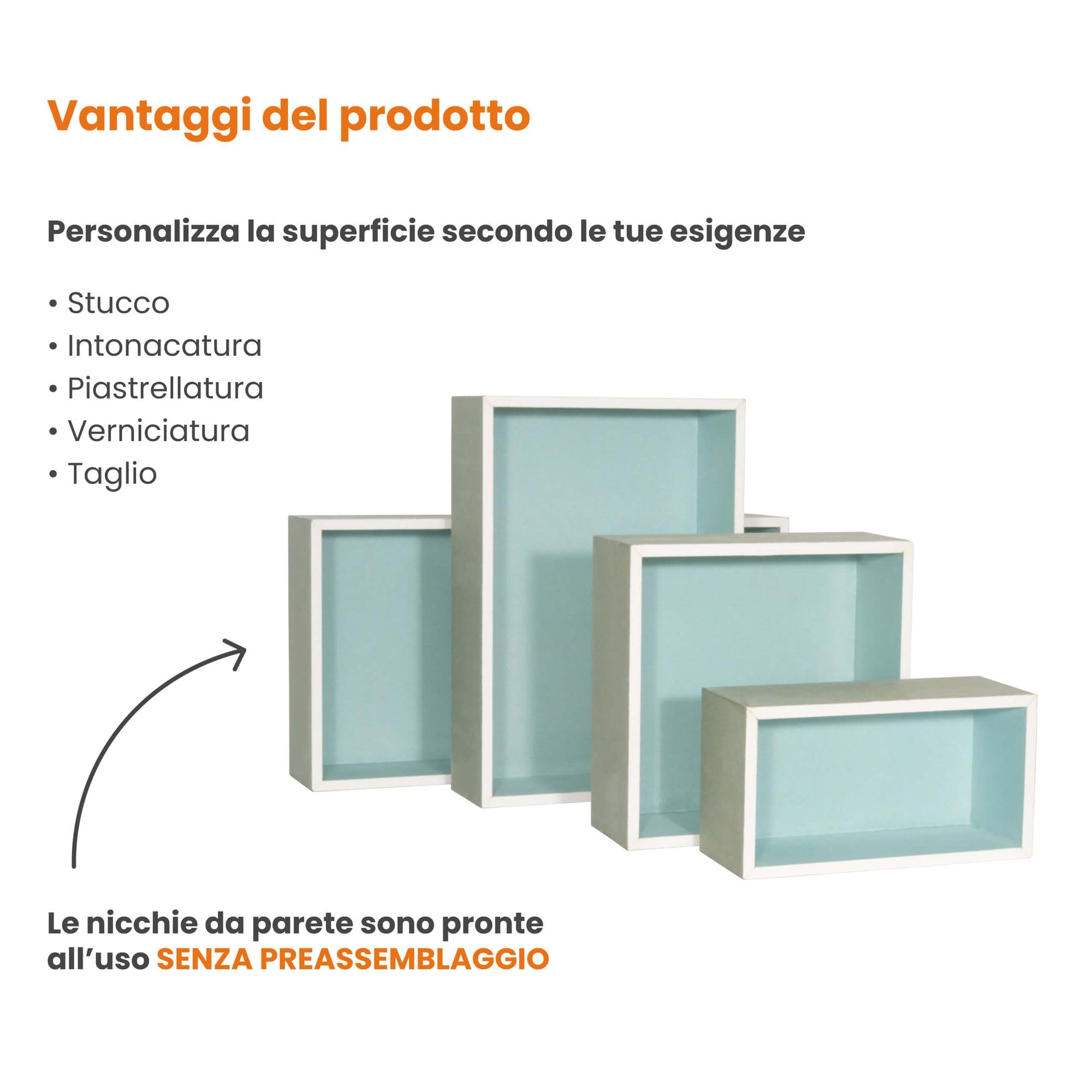 Nicchia doccia 30 x 60 x 12cm piastrellabile - nicchia in cartongesso pronta all'installazione per bagno e ambienti abitativi