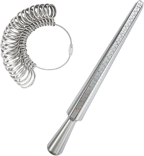VPMeetx Ring Sizer UK - Ring Size Measuring Tools Metal Ring Measurement Tool Ring UK Sizes Mandrel Stick for Women Men