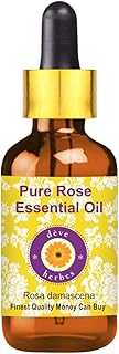 Deve Herbes Pure Rose Essential Oil (Rosa damascena)Â with Glass Dropper Natural Therapeutic Grade Steam Distilled 2ml (0.06 oz)