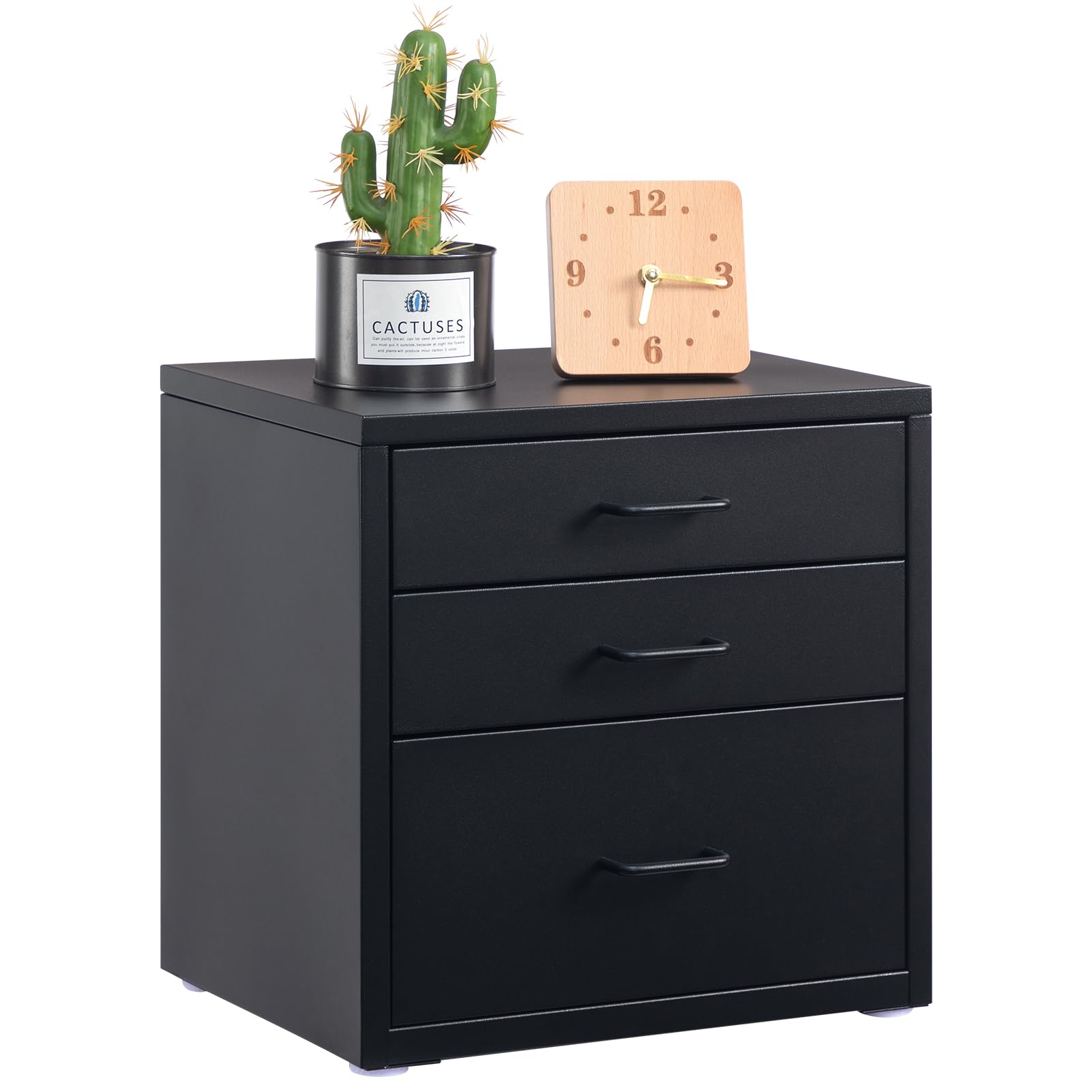 HollyHOME Armadietto da scrivania con 3 cassetti, organizer verticale per lettere formato A4, cassetto portaoggetti in metallo per ufficio domestico, montaggio fai da te, colore: nero
