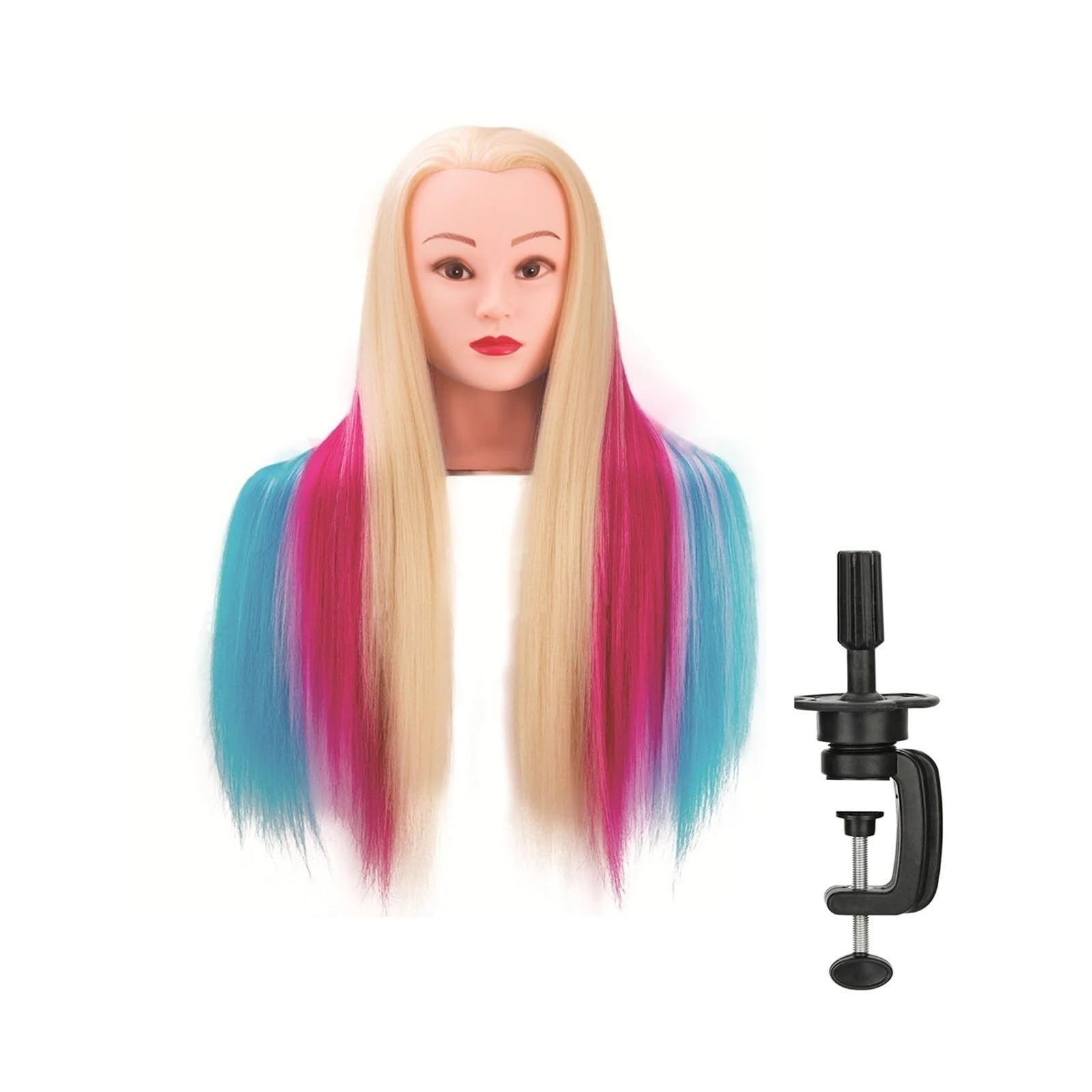 Fonfou Women's Colorful Mannequin Head Training For Braid Hairdressing High Temperature Fiber Doll(Colorful)