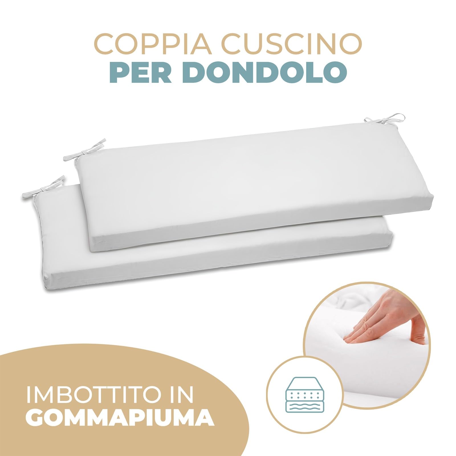 PARAMAISON Cuscino Dondolo 3 Posti Cook, Sfoderabile, Antigraffio, con Laccetti, Interni od Esterni, Imbottitura 5 cm, Universale | Grigio 135x55 cm