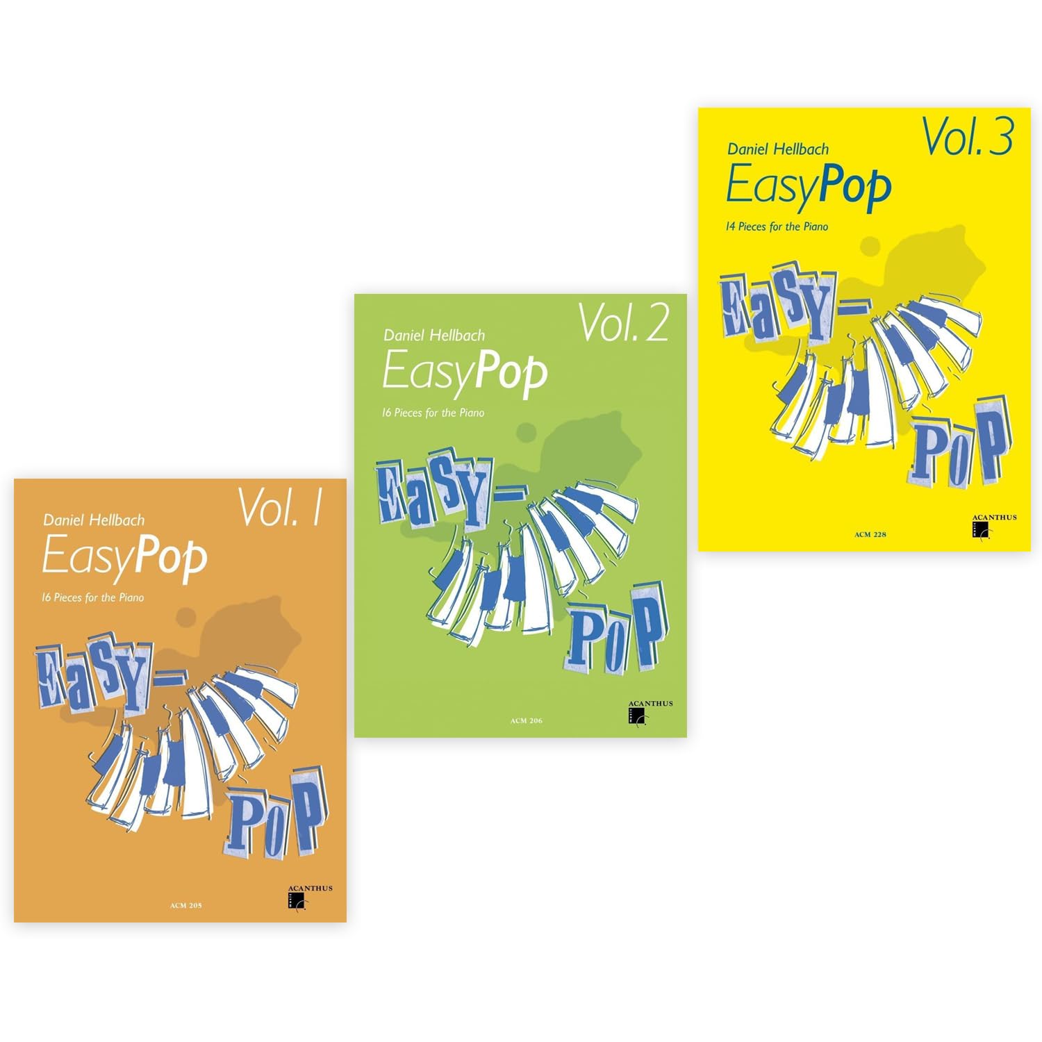 EasyPop Band 1 2 3 | Komplettset | 13 Klavierstücke für Klavier | Daniel Hellbach | Acanthus Verlag | ACM205 + ACM206 + ACM228 | Easy Pop | Soundman Piano-Bleistift