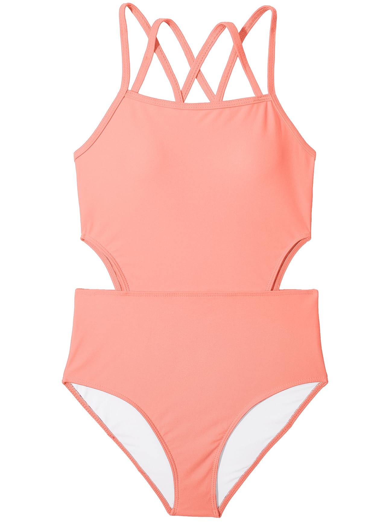 Costume da bagno intero per ragazze, costume da bagno intero per adolescenti, con motivo a incrocio incrociato, estivo, da spiaggia