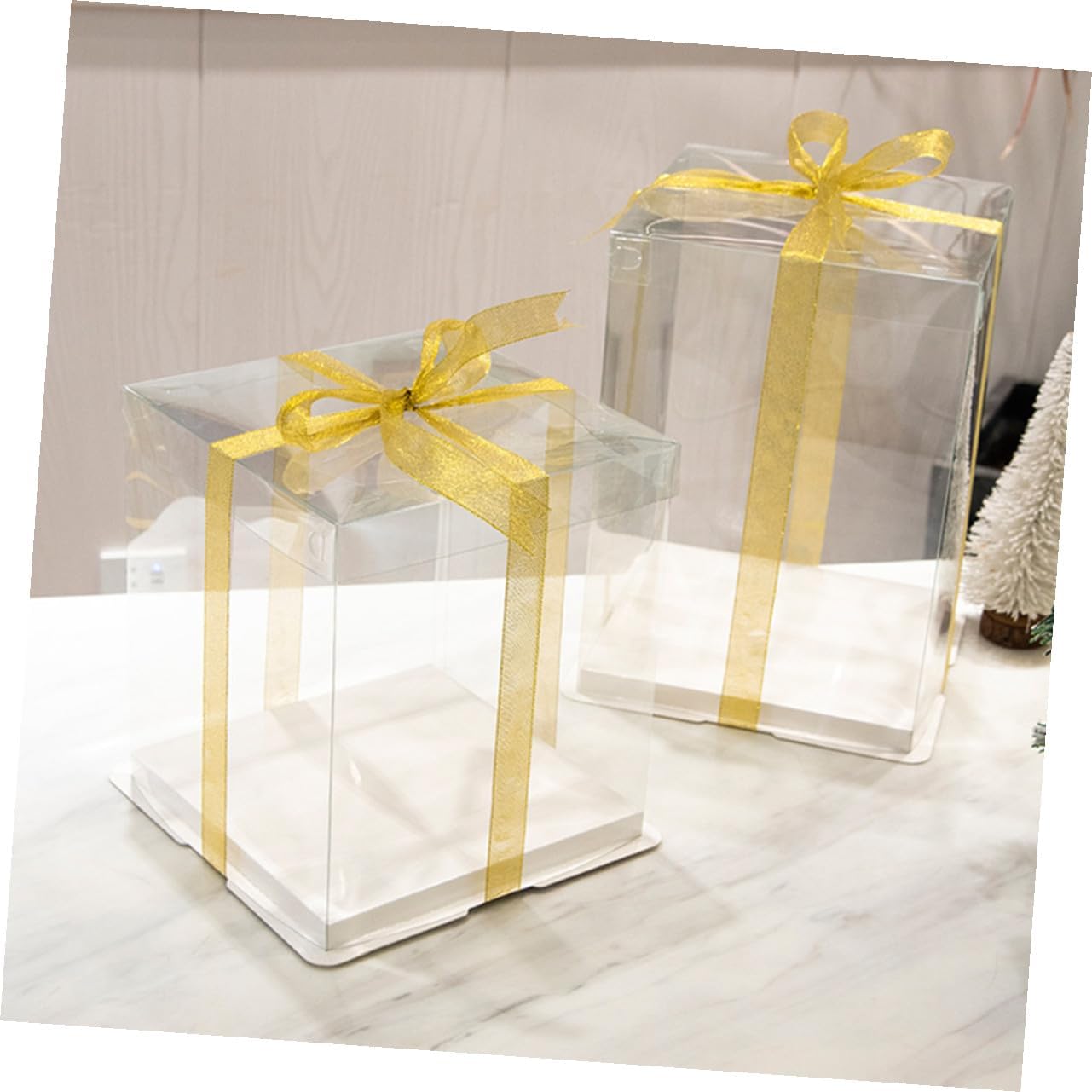 5pcs 8-inch Cake Boxes with Lid Square Cake Carriers Food Storage Containers for Birthday Party Packaging