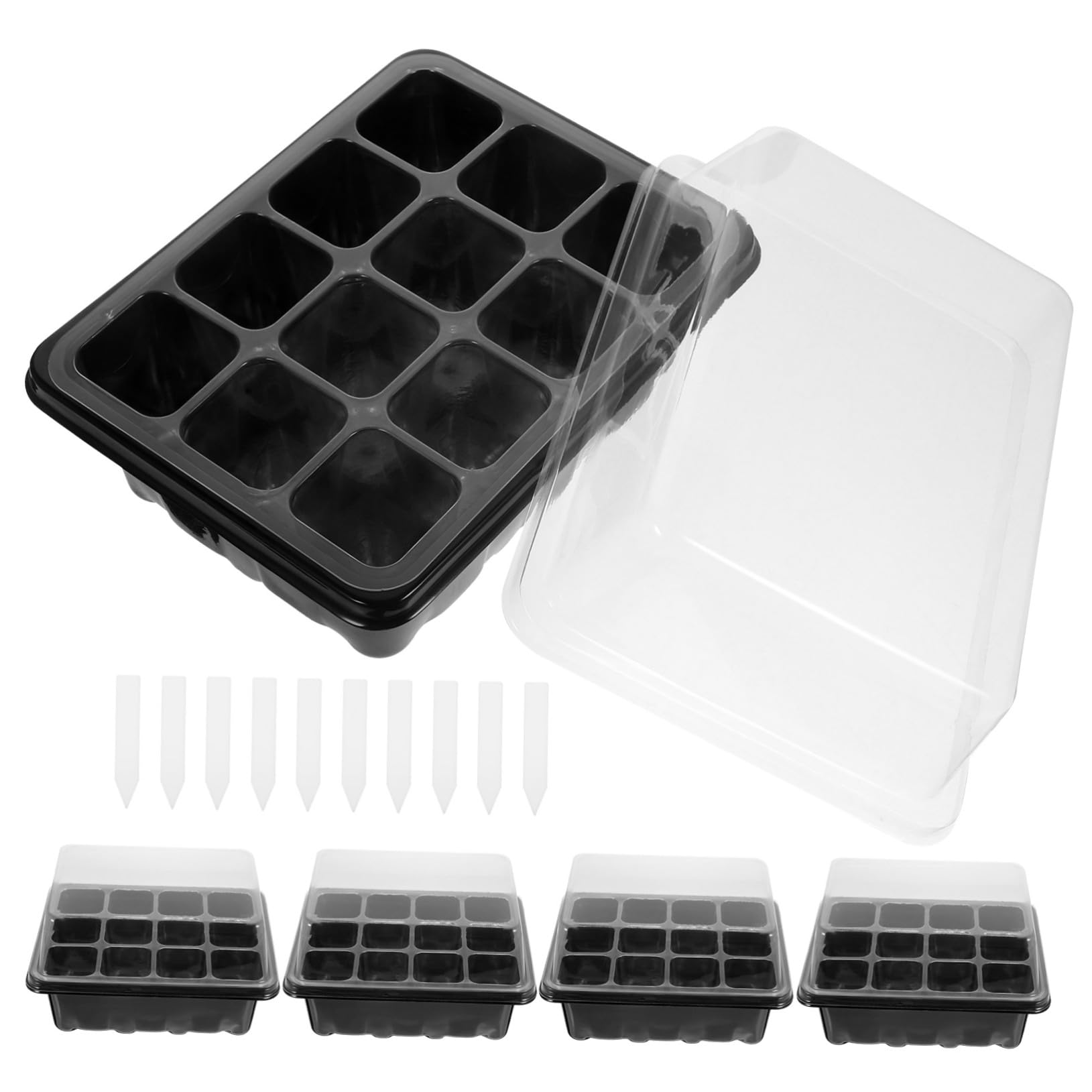 Yardwe 3 Juegos Caja De Plántulas Semillas Planta Bandeja De Inicio para El Hogar Bandeja De Inicio De 12 Agujeros Bandejas De Cultivo De Hortalizas Bandejas De Cultivo De Invernadero