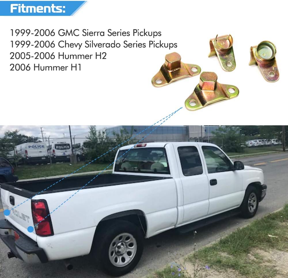 Tailgate Hinge Kit for 1999-2006 Chevy Silverado GMC Sierra 4 Piece Set Replaces # 38642 15074252,15074253,15078745,15078746