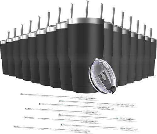 Vista 15 de Vaso de viaje de 30 onzas con aislamiento al vacío con tapas, taza de acero inoxidable de doble pared a granel para el hogar, la oficina, al aire