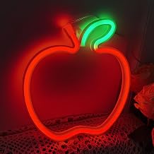 Apple Neon Signs LED Light for Wall Decor USB or Battery Signs for Birthday Party Christmas Living Room Decoration8.3"*7.7",Red+Green