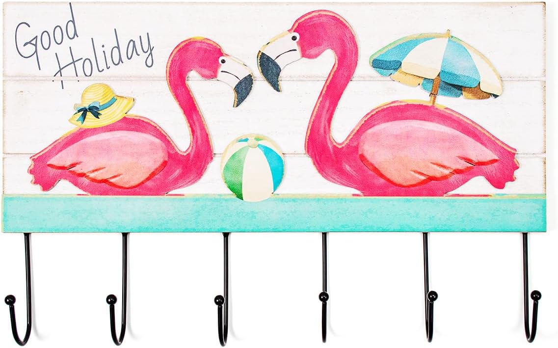 OKSQW Decorative Flamingo Wall Mounted Hooks for Coat Towel Bag Robe Hat and Key, for Bathroom Kitchen Dorm