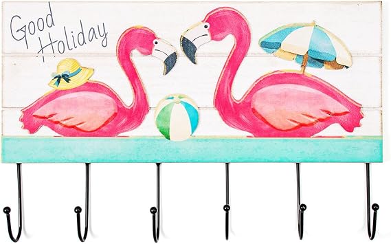 OKSQW Decorative Flamingo Wall Mounted Hooks for Coat Towel Bag Robe Hat and Key, for Bathroom Kitchen Dorm