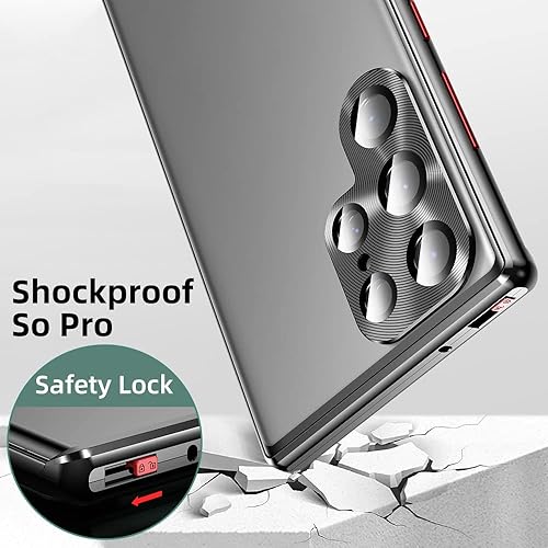 Miniatura 2 de Jonwelsy Funda para Samsung Galaxy S23 Ultra, absorción magnética de aleación de aluminio parachoques con bloqueo de seguridad protección de 360