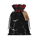 PULaif Black Marble Christmas Drawstring Gift Bags, Large Size Christmas Bags For Gifts Party Favors, Xmas Gift Bags