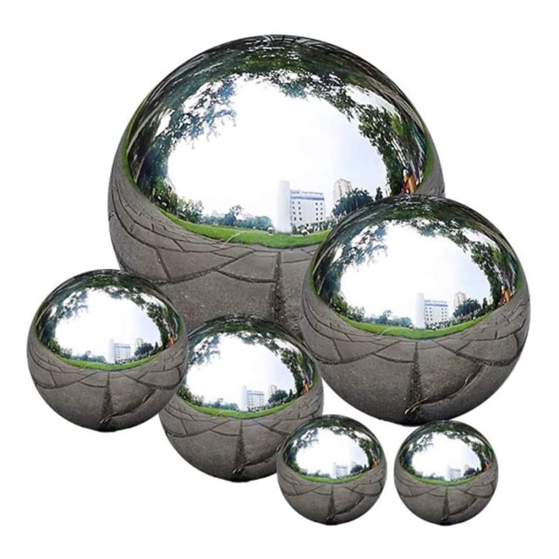 Globo de acero inoxidable para jardín y globos de bricolaje reflectantes espejo (6 uds)