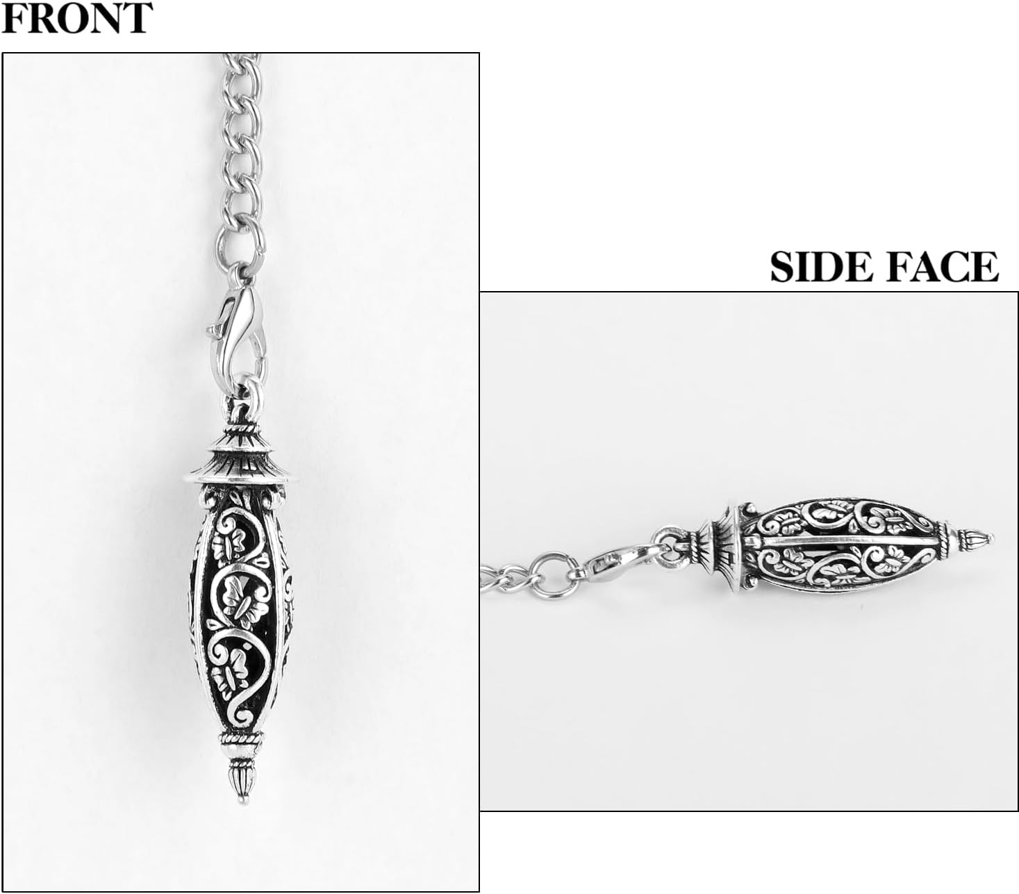 ManChDa Pocket Watch Chain Single Albert Chain with T Bar & Lobster Clasps Lantern Silver