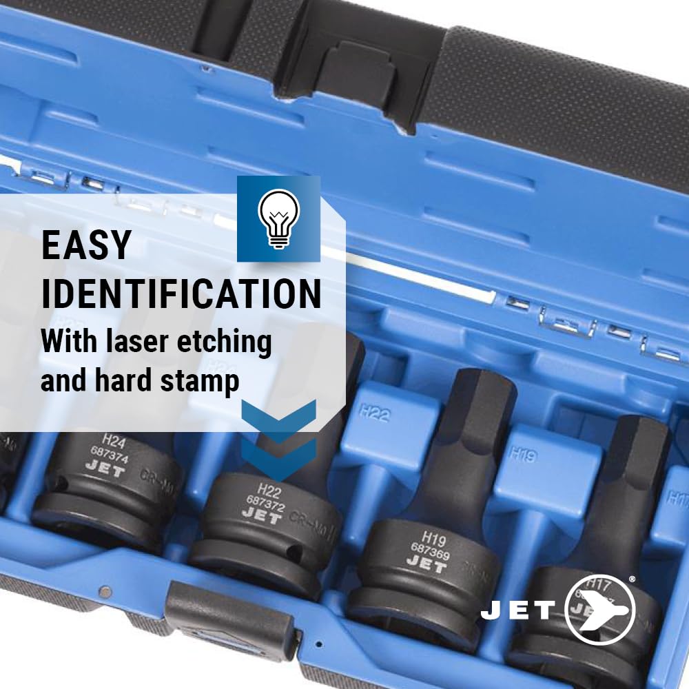 JET 3/4-Inch Drive Impact Socket Set - Metric Hex Bit Impact