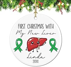 Personalized First Christmas with My New Liver Ornament – Liver Transplant Recovery Keepsake Gift for Organ Transplant Survivor – Milestone Holiday Tree Decoration – Custom Year Ornament