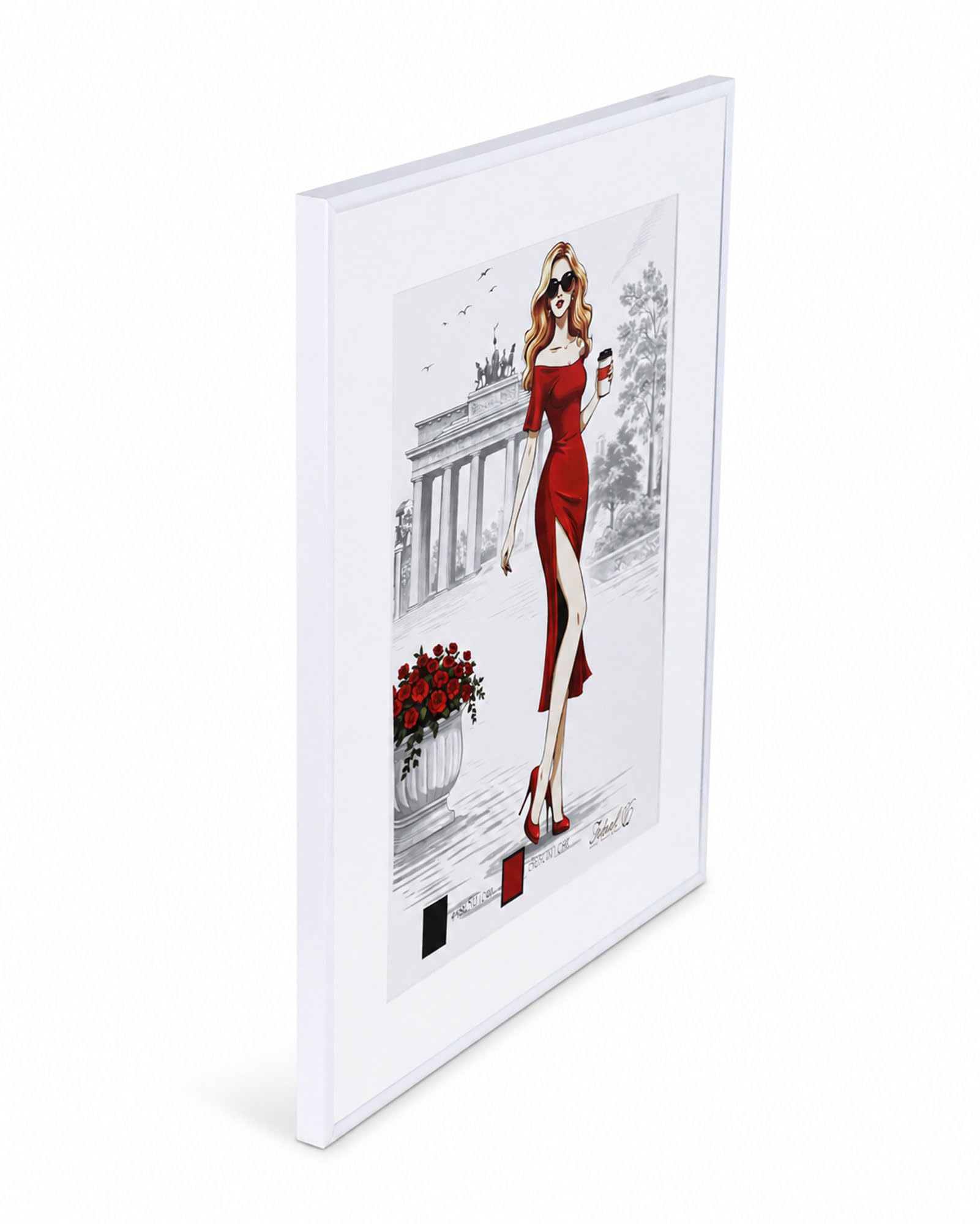 KM FOTO ALU Frame - Aluminium Bilderrahmen mit Passepartout und gehärtetem Klarglas: Farbe: Weiß | Format: 40x50 | Pack: 3