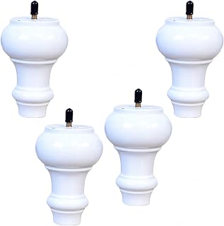 Heavy Duty Solid Wood Table Legs,Furniture Legs,Wooden Sofa Feet,for Tv Cabinet Legs,Coffee Table Legs,Bedside Table Legs,Chest of Drawers,Chair,with m8 Threaded Rod,White Table Leg pad (Color : Whit
