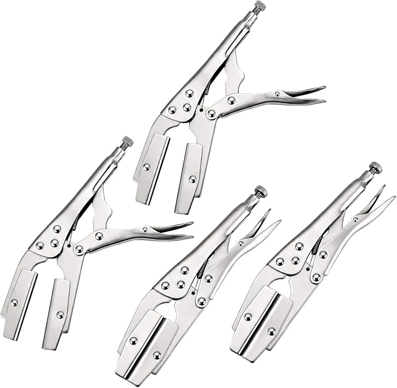 10" Self-Locking Hose Pinch Off Pliers 4 Pack, Radiator Line Clamp | Heavy Duty, Fit for Fuel, Water, Vacuum & Automotive Fluid System Repair