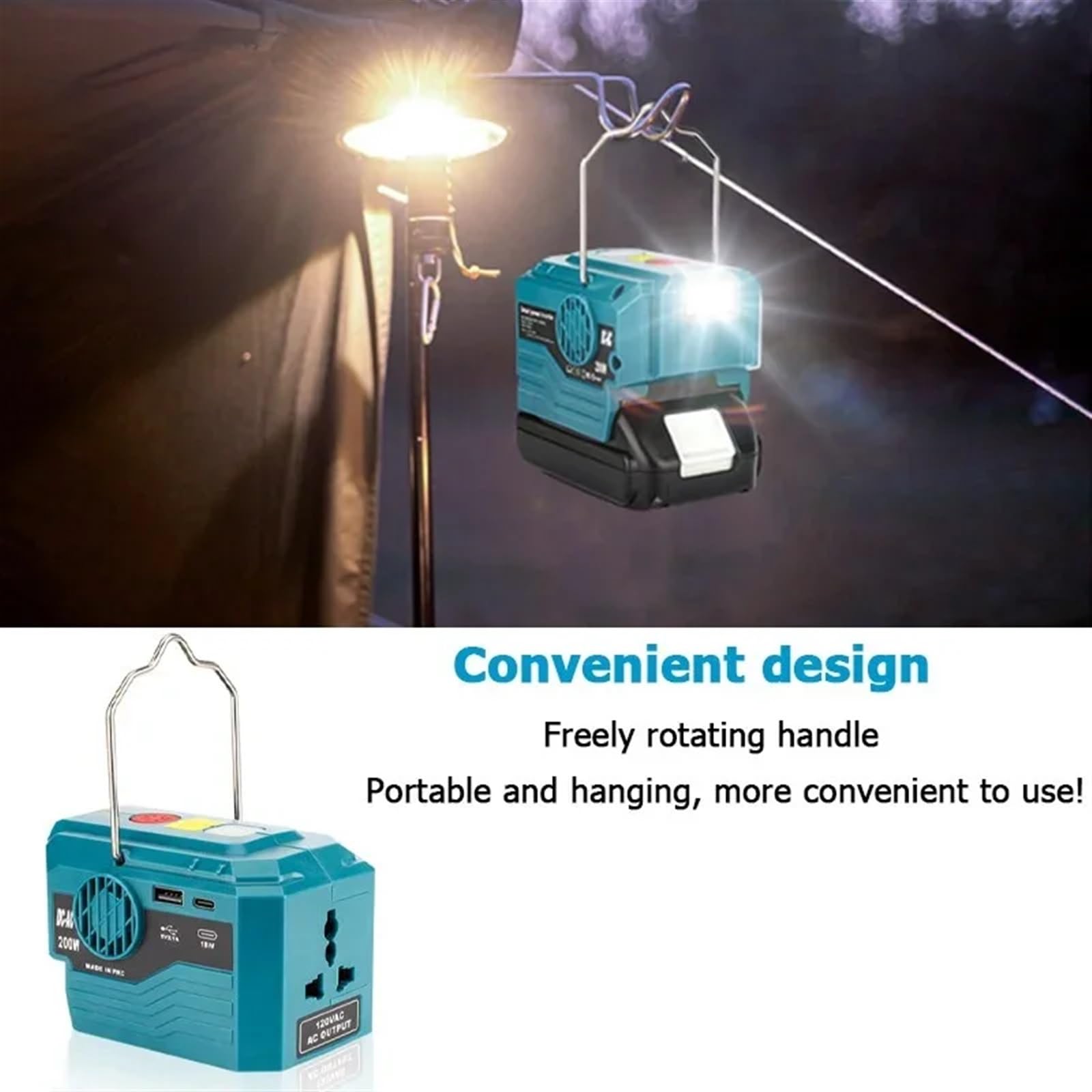 Inwertery, 18 V akumulatorowy zewnętrzny przenośny falownik 200 W AC 120- zmodyfikowany zasilacz sinusoidalny(For Milwaukee 120V)