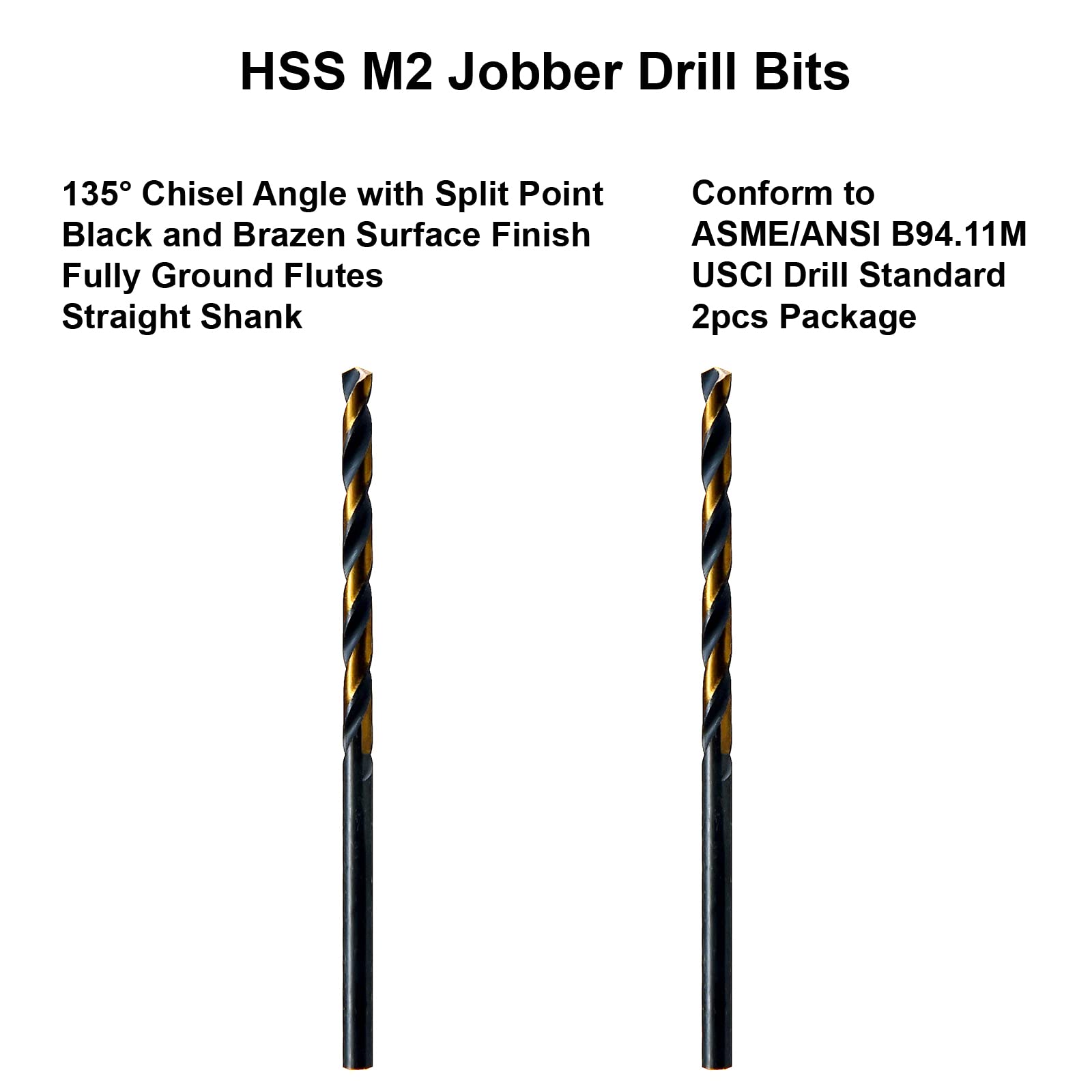 MAXTOOL Calibre de alambre n.º 28 de diámetro de 0,4 cm, 2 piezas Jobber Twist Broca HSS M2 totalmente tierra; JBN02H10R28P2
