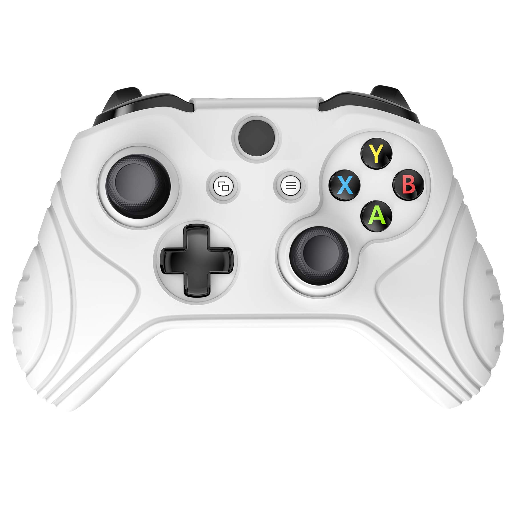 PlayVital Funda de Silicona para Xbox One S/X - Cubierta de Goma, Protector Antideslizante de Tacto Suave, Carcasa con 2 Tapas de Joystick, Protección Completa para Mando (Blanco)