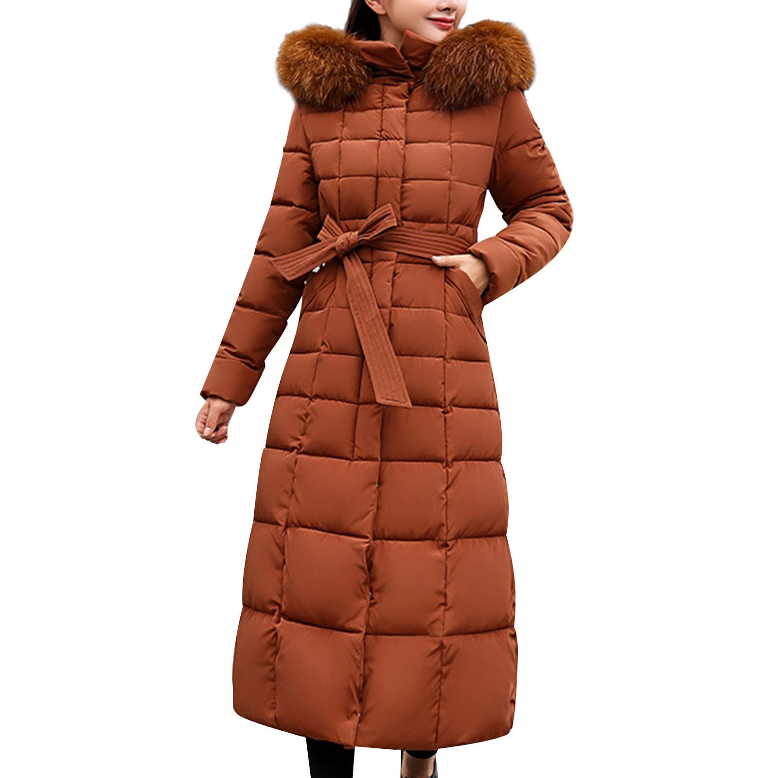TEPTDirio Women's Down Maxi Winter Coat with Hood, Extra Long Thickened Puffer Jacket