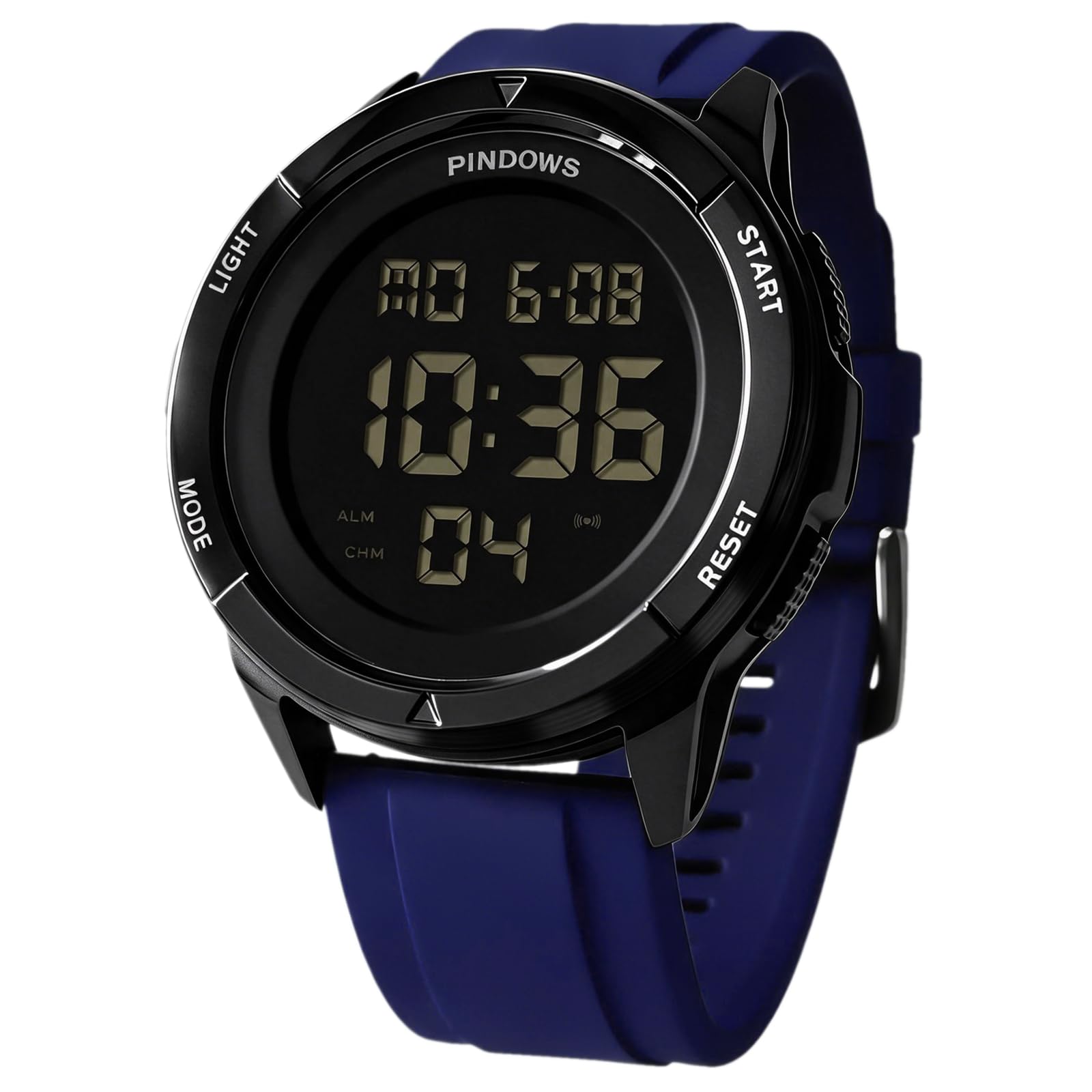 Men's Digital Watch, Silicone Band, Large Face, 5 ATM