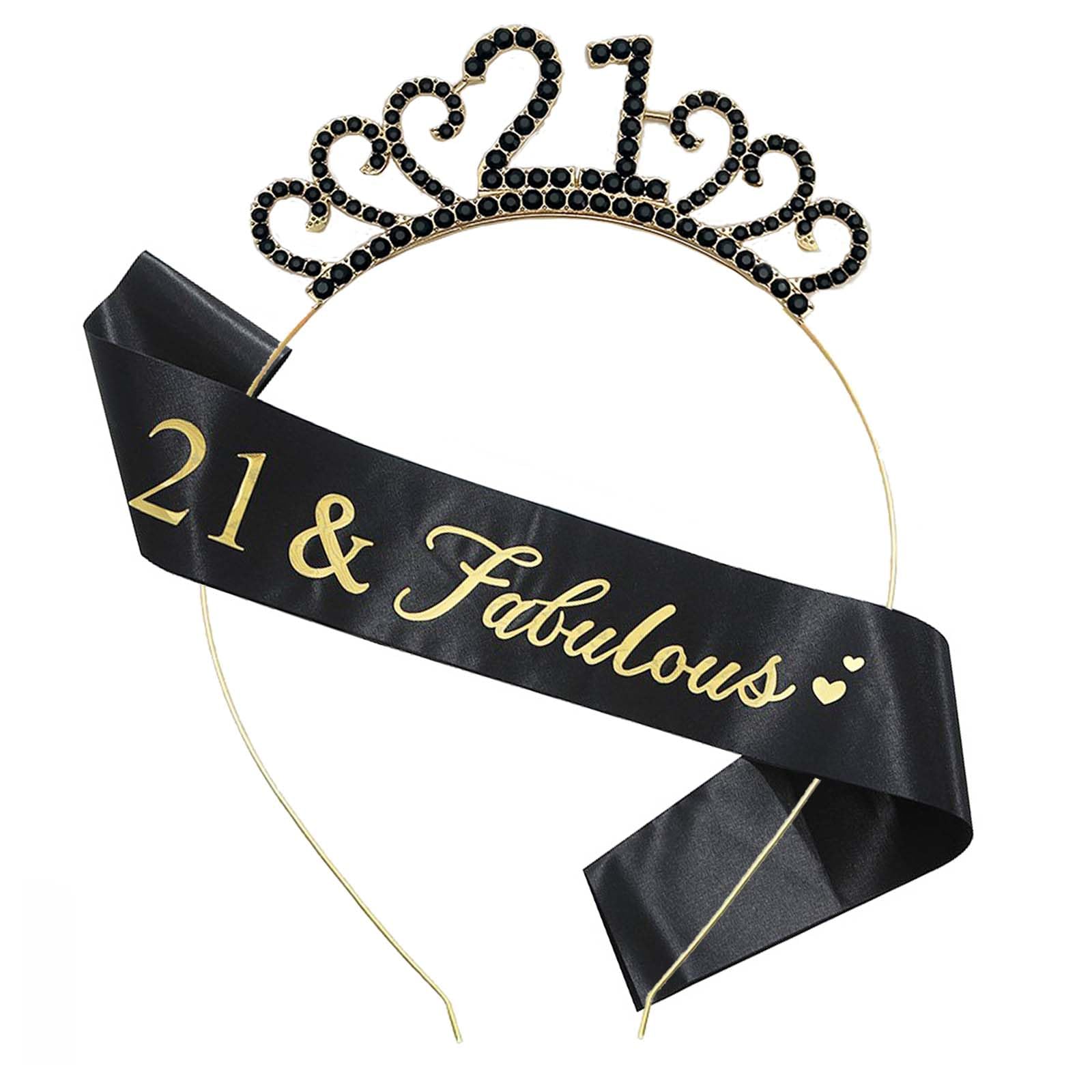 MIOSJI21st Birthday Sash and Crystal Crown - Personalised Birthday Sashes and Party Decorations for Her