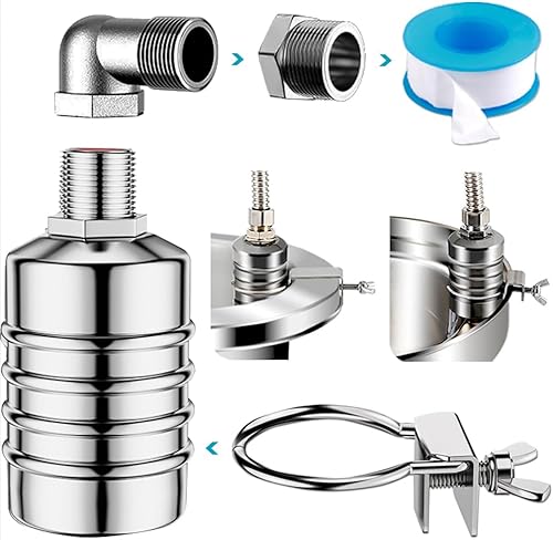 Válvula de flotador, válvula de flotador de control de nivel de agua de 1/2" a 3/4", válvula de cierre de agua completamente automática de acero