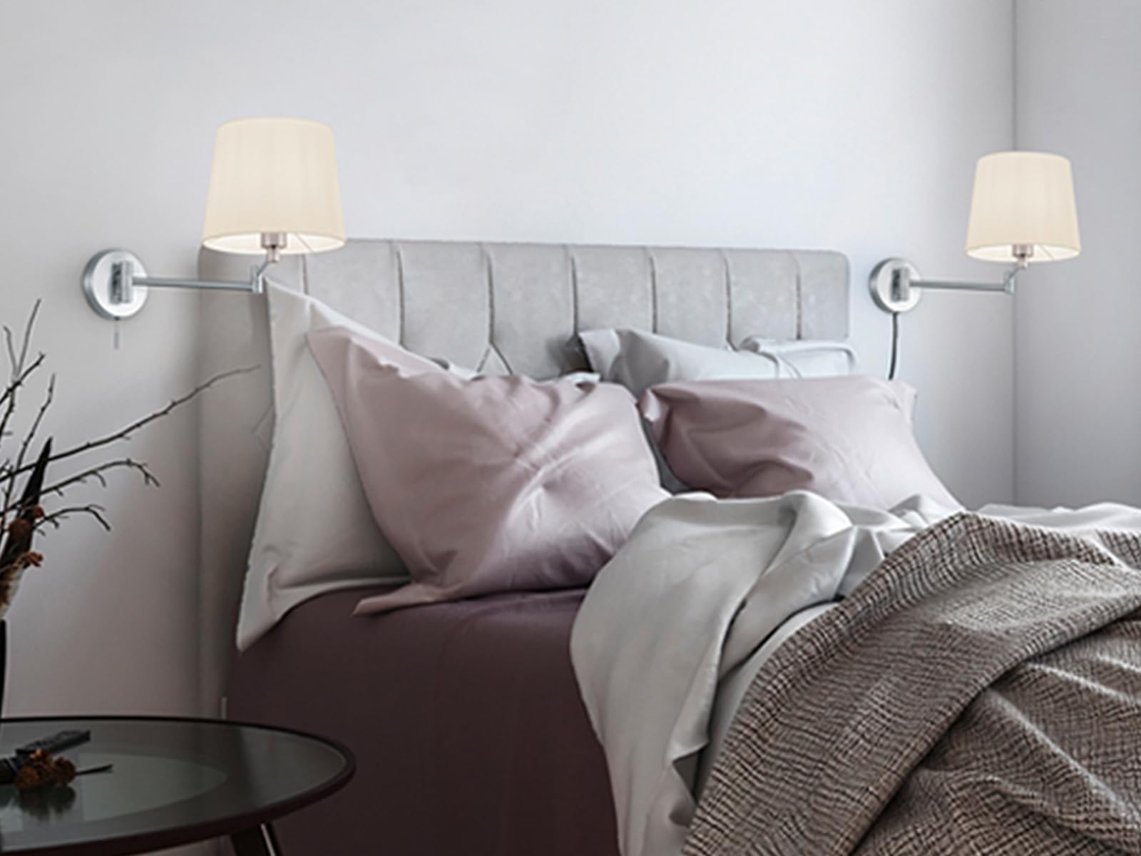 meineWunschleuchte Wand-Lampe Silber mit Schalter & Schwenkarm, Höhe 32cm