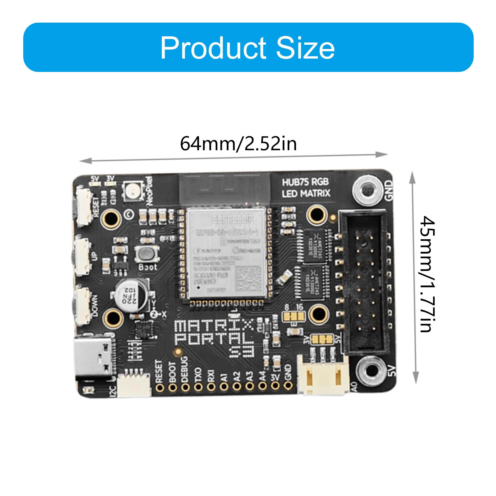 Portales de Matrices LED ESP32S3 Negros estándar