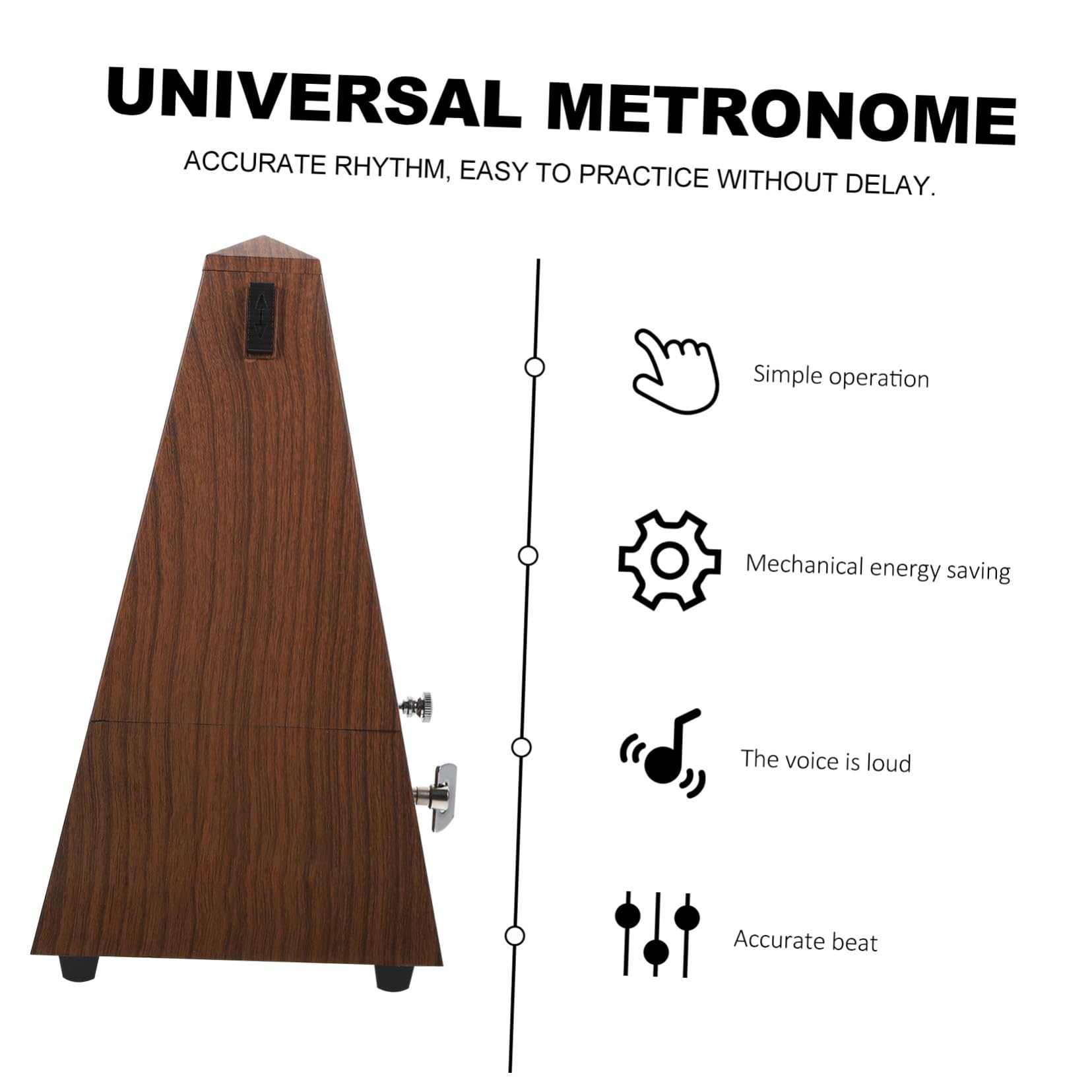 POPETPOP Metrónomo Mecánico de Madera para Principiantes Accesorio Musical para Guitarra Violín Piano y Práctica de Instrumentos