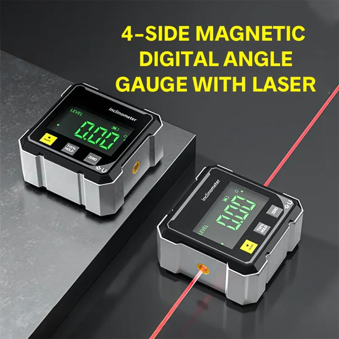 Inclinomètre Magnétique Numérique 4 Côtés Avec Laser (2+4)