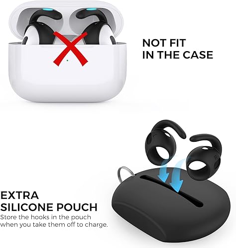 Miniatura 4 de AhaStyle 3 pares de ganchos para los oídos AirPods Pro de 2 generaciónBolsa de almacenamiento añadidaFundas antideslizantes de silicona compatibles