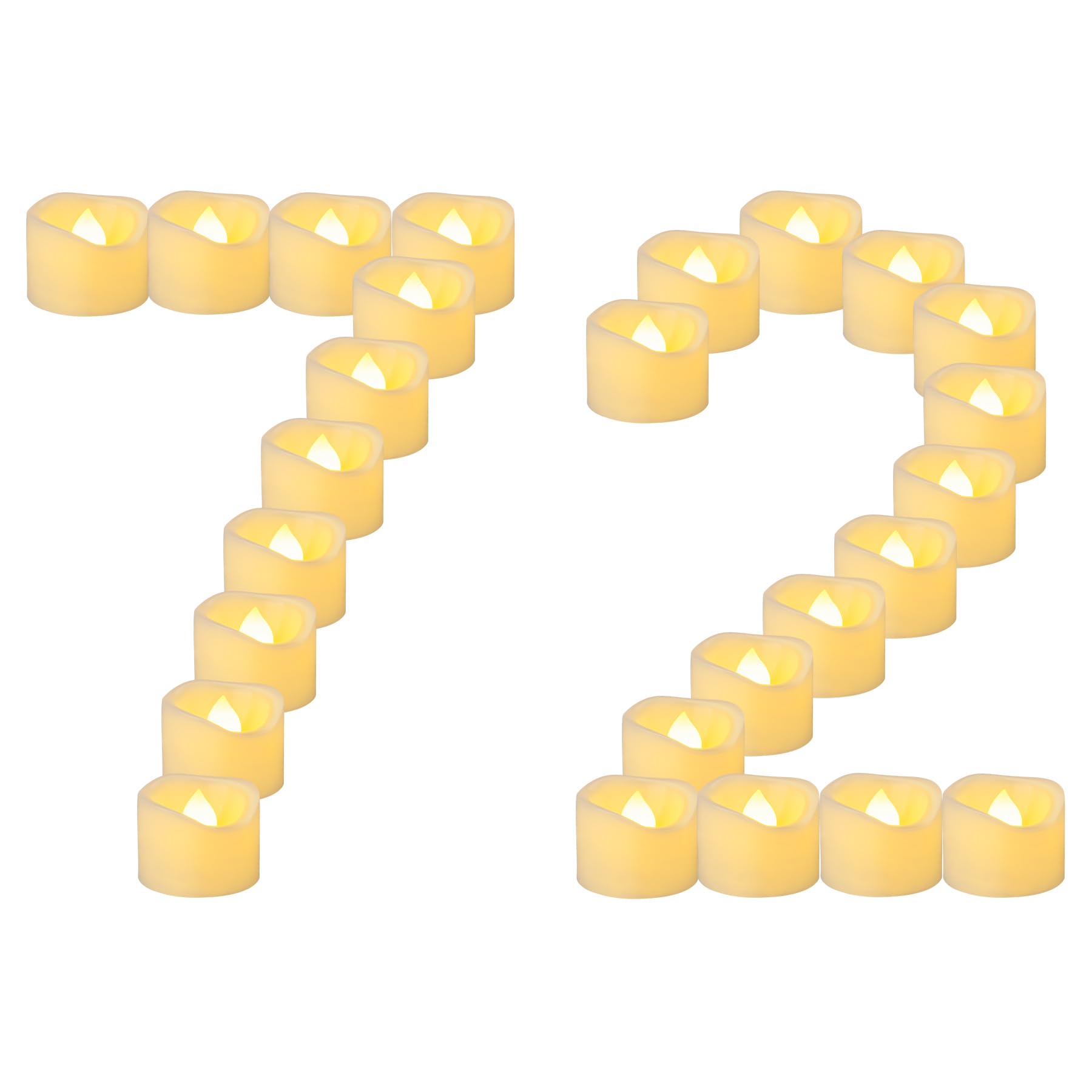 Yakpo 72 Pack 3.8cm x 3cm Tea Lights Candles Battery Operated, Flameless Flickering LED Tealights Votive, Electric Flicker Small Fake Candles Bulk for Halloween Wedding Party Christmas Decorations