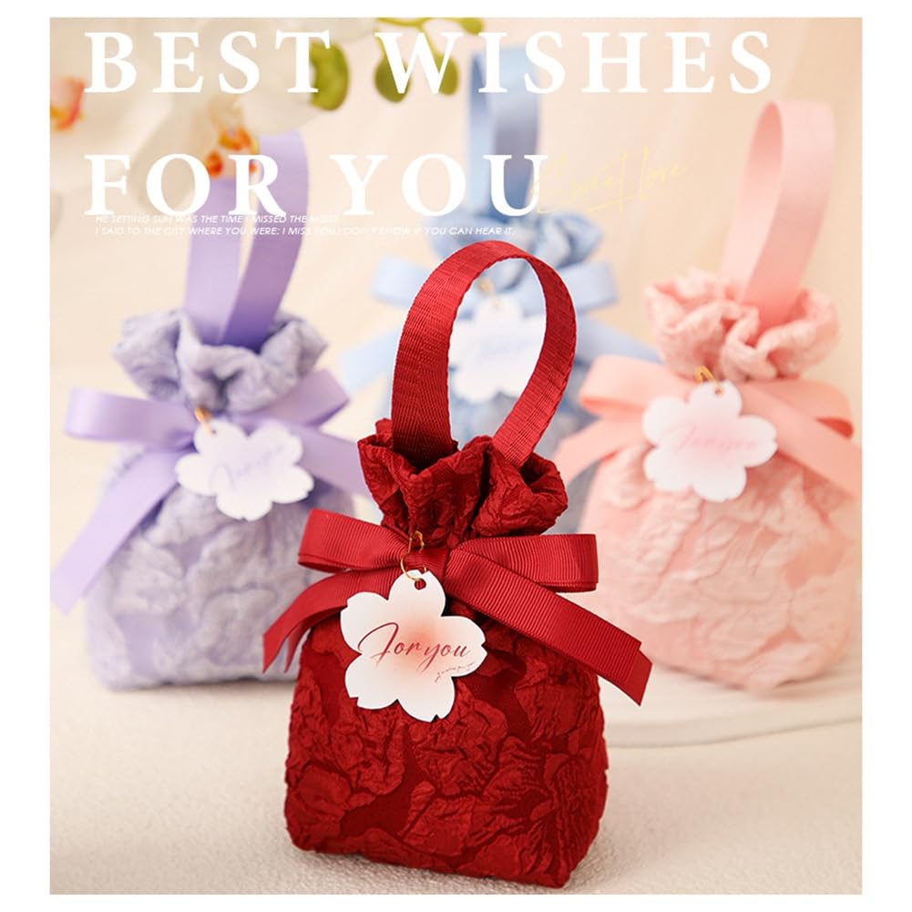 Hochzeit Geschenktüte Bonbonsbeutel Kleine Stoffbeutel mit Kordelzug und Henkel Geschenktasche mit Karten Geschenkbeutel Kordelzugbeutel für Hochzeiten Geburtstag Party Champagner 50 Stück